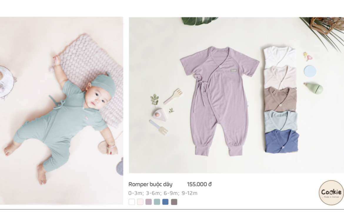 Cookie - bộ romper vạt chéo 0-3m