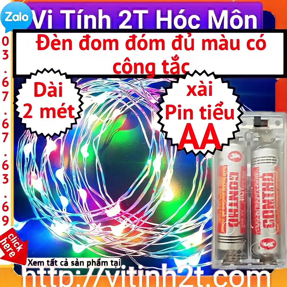 Dây đèn Led dùng pin AA fairylight ,dây đèn đom đóm 2 mét