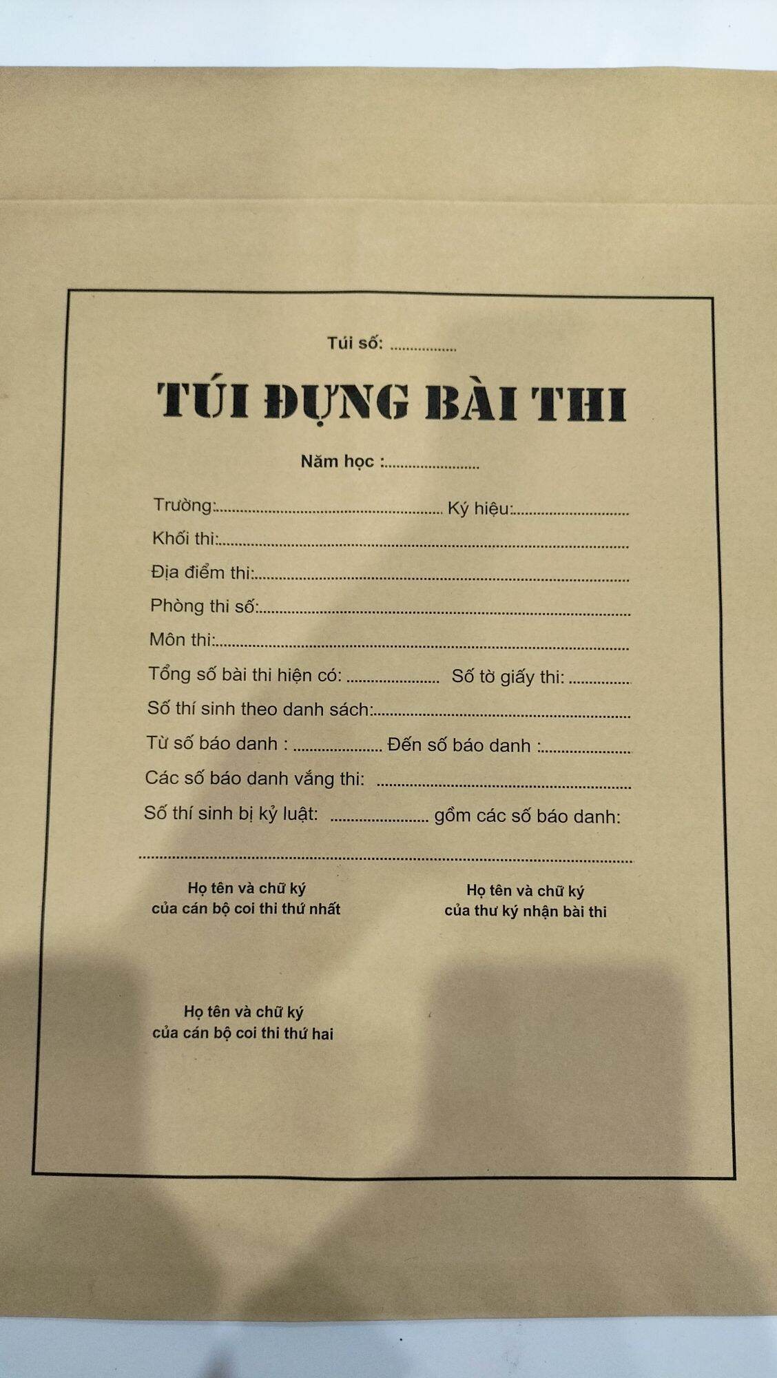 Túi đựng bài thi (50 cái) kt 31*42.5