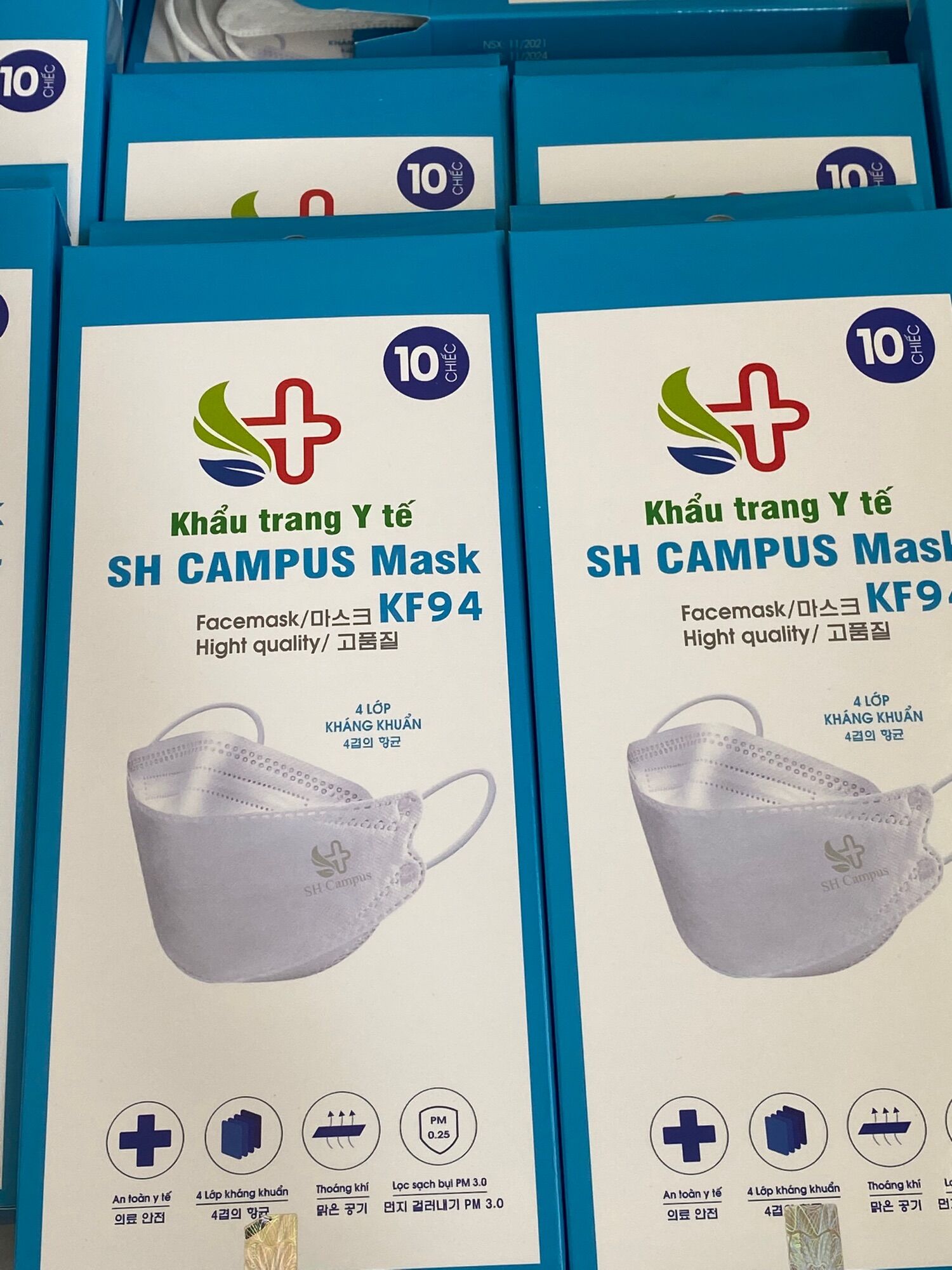 5 hộp (50 cái) khẩu trang KF94 SH Campus {xám} {xanh dương}