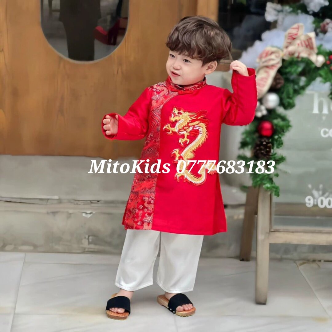 Áo dài rồng bé trai size đại 12-32kg