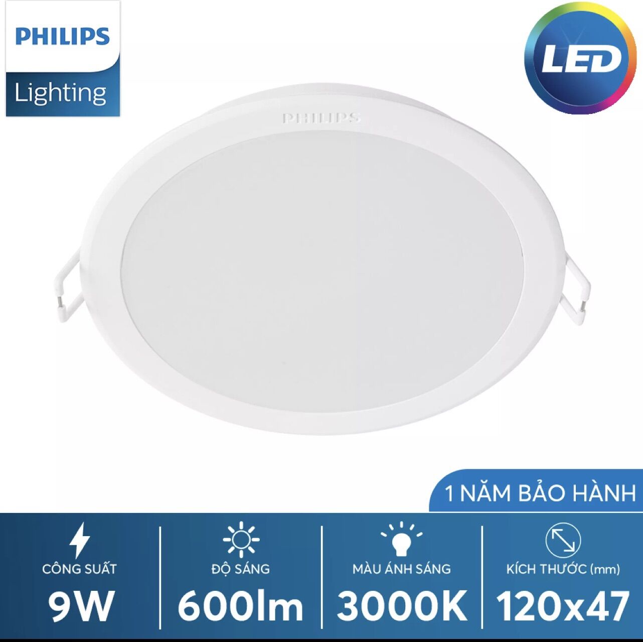 Meson led dowlight 9w 59449 philips. đèn led âm trần viềng mỏng meson 9w khoét lổ phi 105mm. philips.