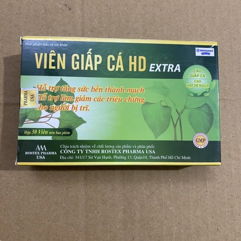 VIÊN GIẤP CÁ HD Extra hỗ trợ cho người bị trĩ và táo bón chứa Viên giấp cá Extra giúp thanh nhiệt