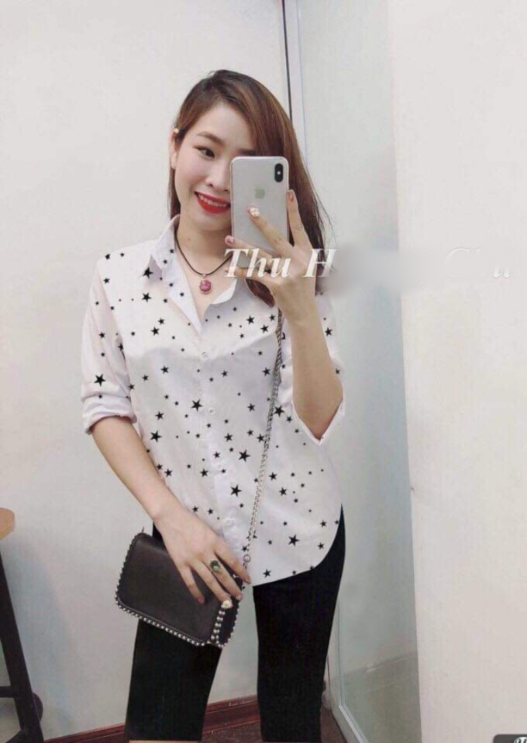 Áo sơ mi nữ in họa tiết ngôi sao may mắn
