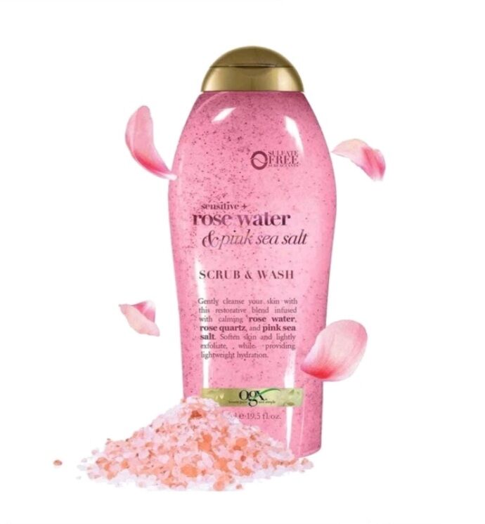 Sữa tắm tẩy tế bào chết rose water & pink sea sail - ogx
