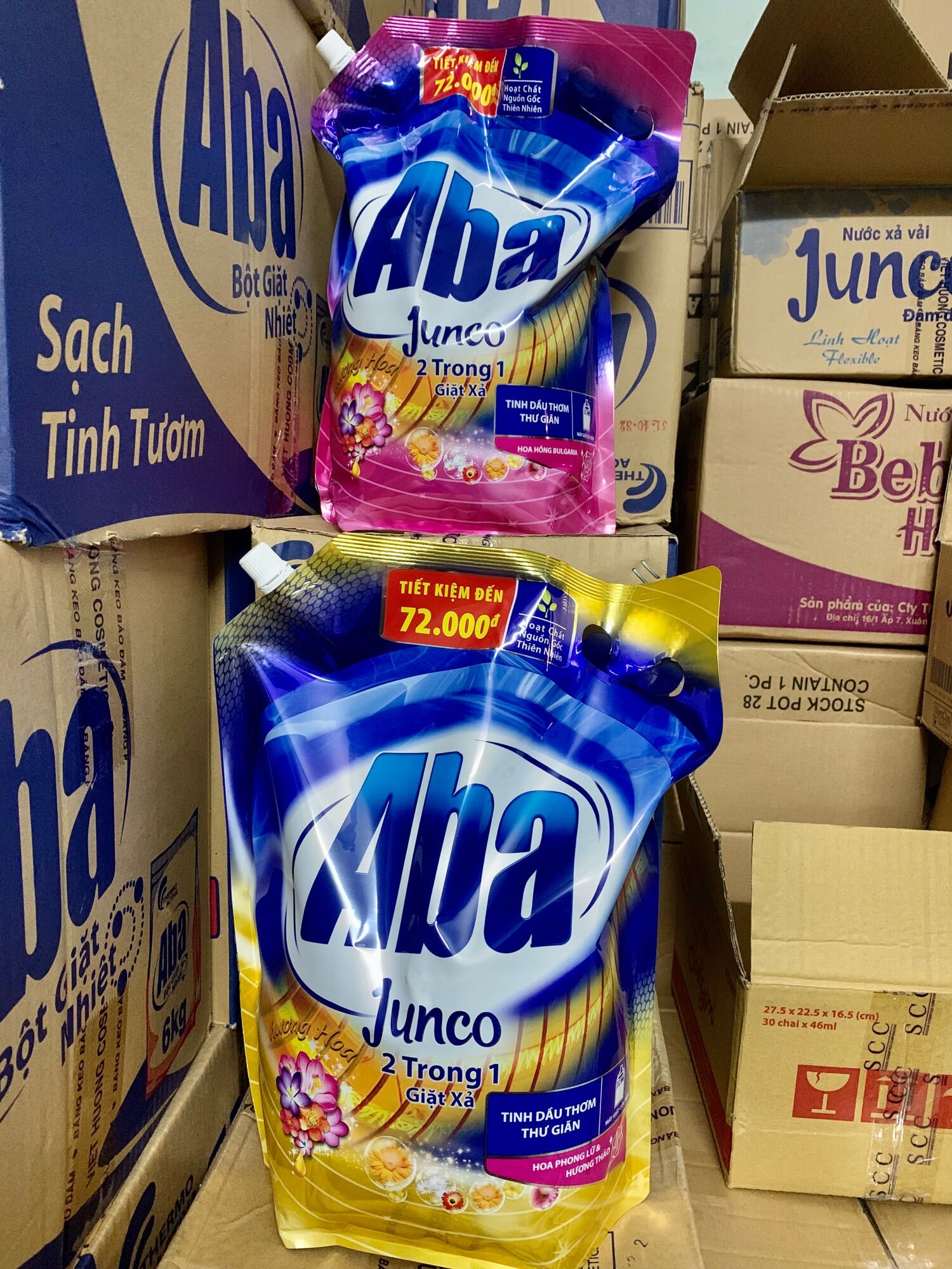 Nước giặt Aba túi 2in1 3,6kg màu vàng