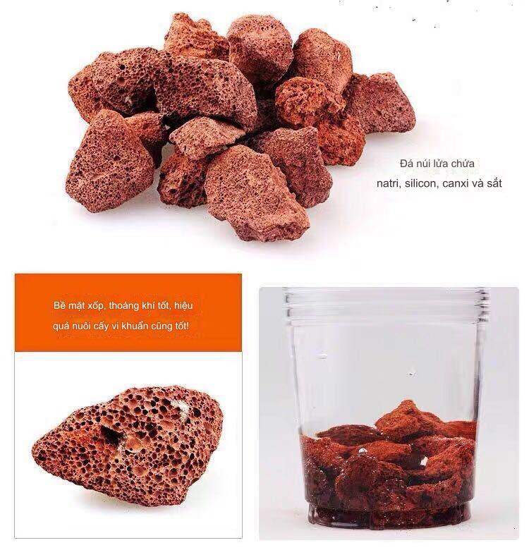 Bao 1kg đá nham thạch đỏ Trung Quốc cỡ to lọc nước, trang trí bể cá cảnh