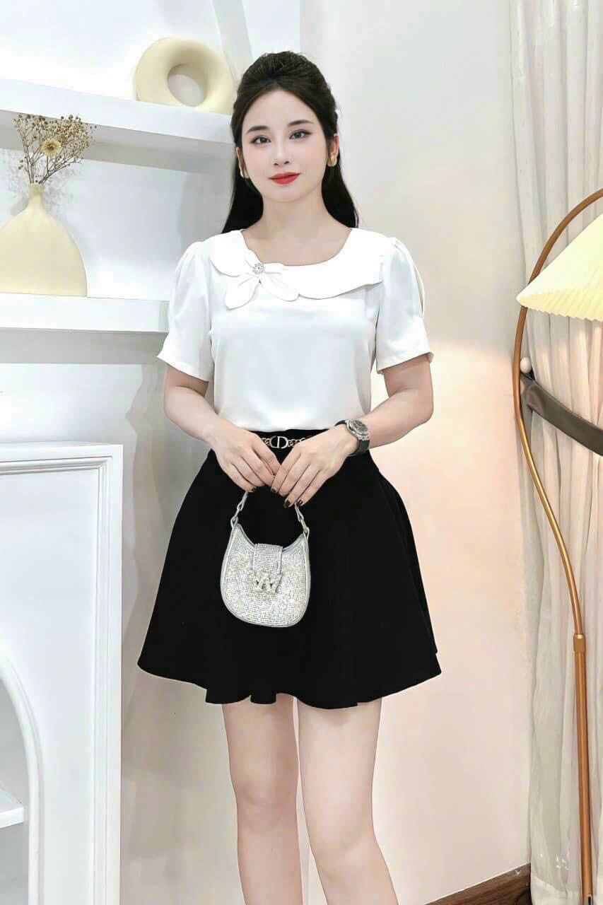 Áo cổ tròn có nơ kiểu nữ 17& full size