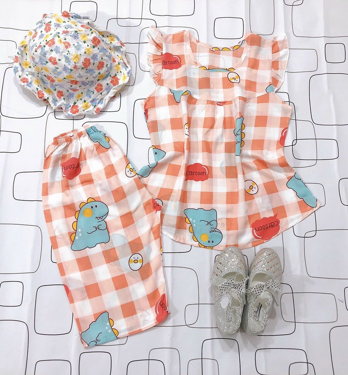 Tole loại 1, Combo 08 bộ tole size 30-35kg, Bộ quần áo bé gái vải tole quần lửng, hàng Việt Nam chất lượng
