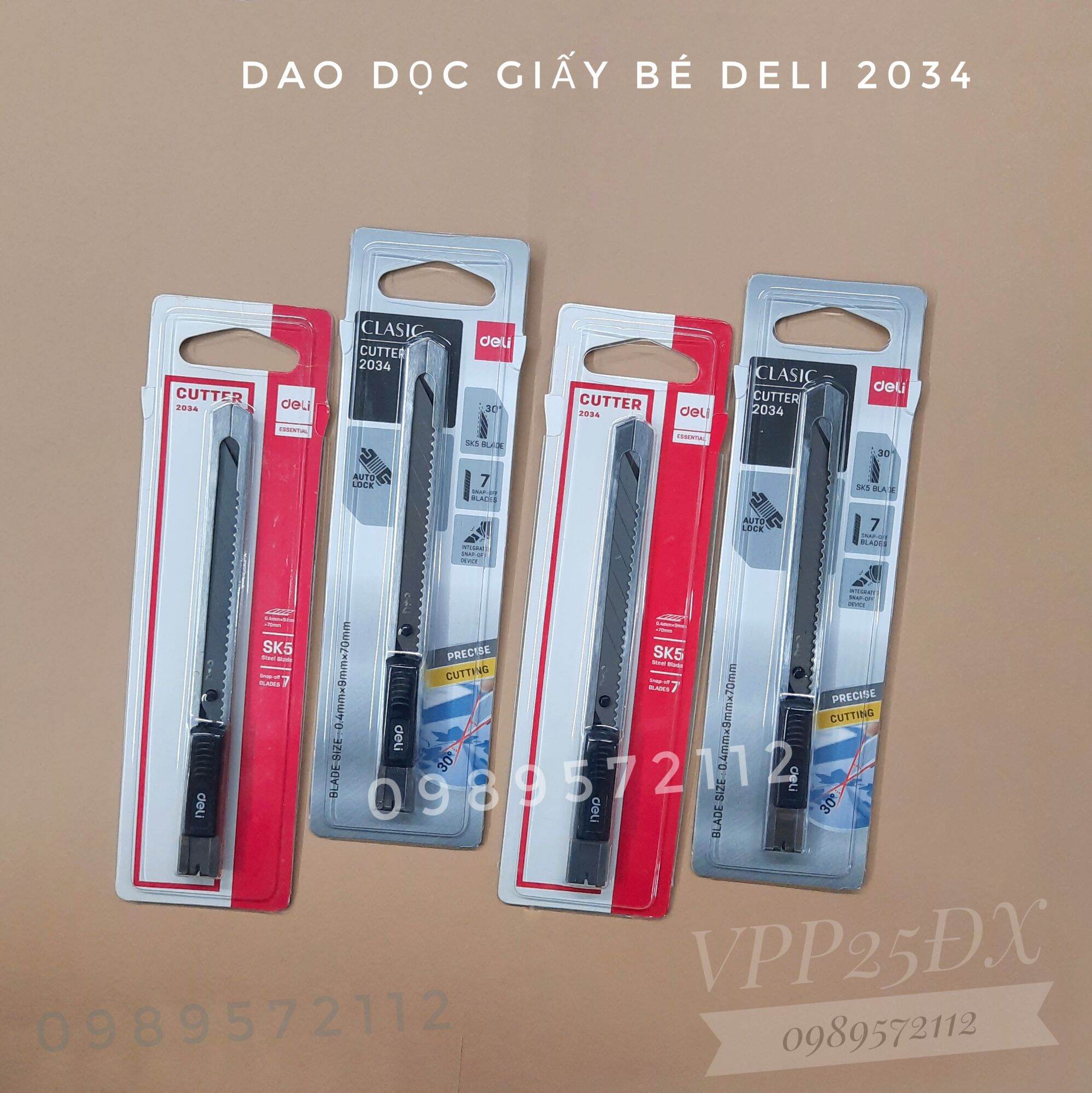 Combo 50 cái dao rọc giấy deli bé 2034 (9mm).
