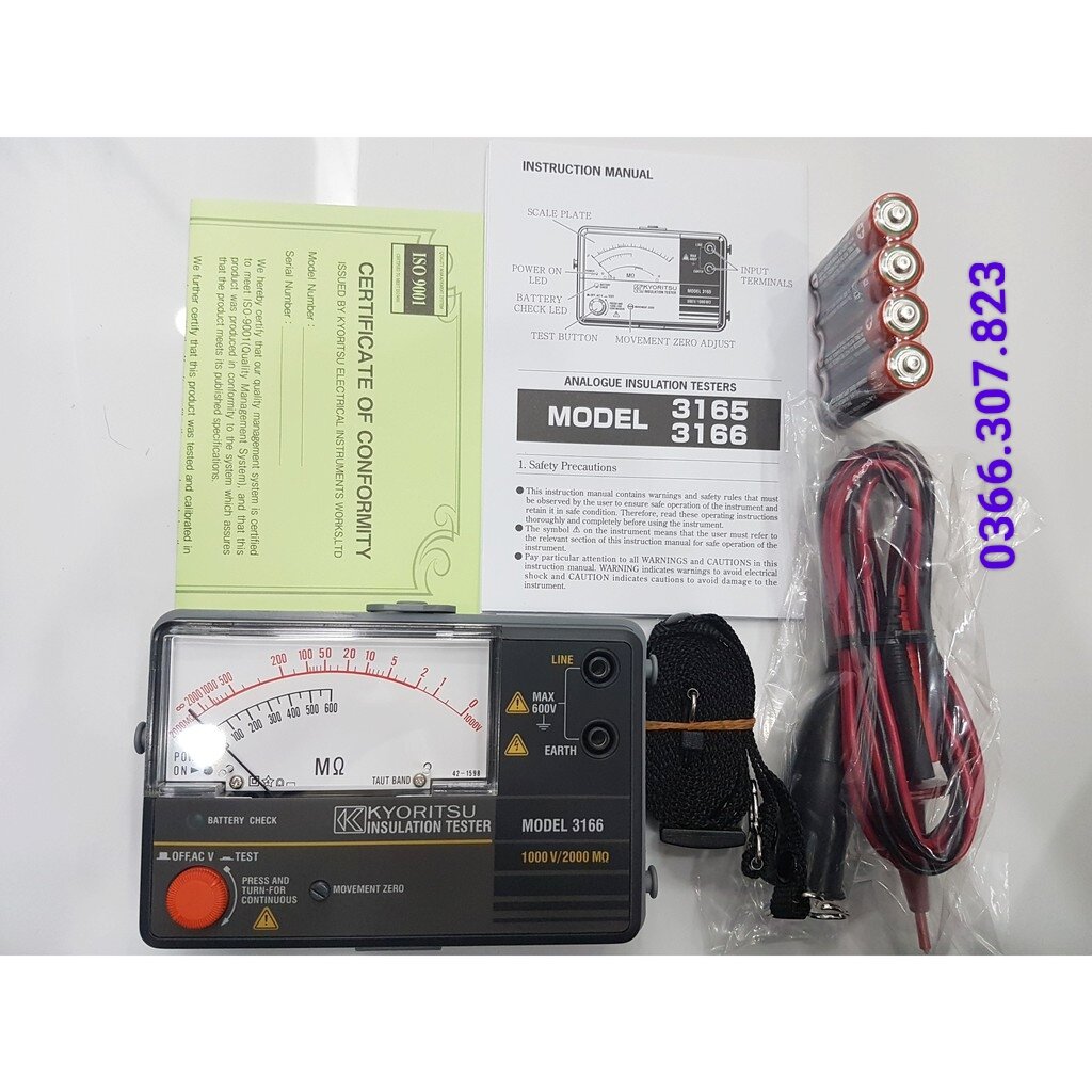 ĐỒNG HỒ ĐO ĐIỆN TRỞ CÁCH ĐIỆN KYORITSU 3166 (1000V/2000MΩ)