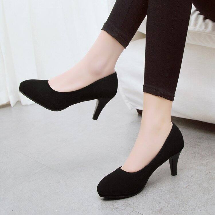 Giày Cao Gót Đi Làm Nữ Da Lộn Gót Vuông Gót Vừa 5Cm Miệng Nông Đầu Tròn Trang Phục Trang Trọng Nghi Lễ Học Sinh Công Việc Nơi Làm Việc Ol7