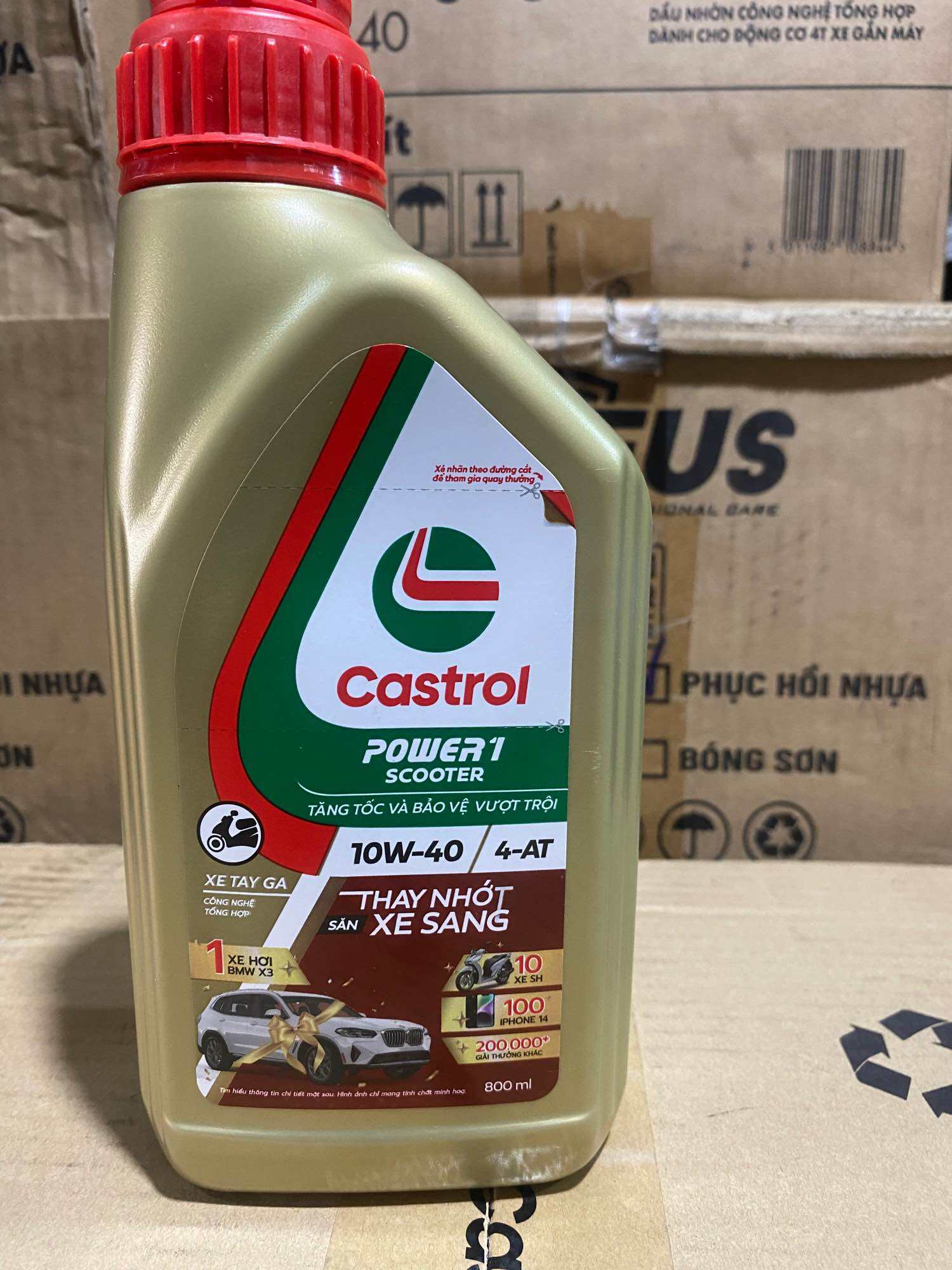 Nhớt castrol power 1 scooter tổng họp chai 800ml xuất xứ Việt Nam full tong hop
