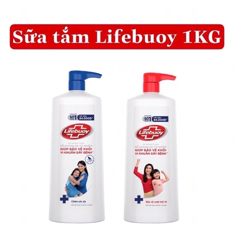 Sữa tắm Lifebouy 1kg bảo vệ vượt trội chai bự hàng mới giá mới