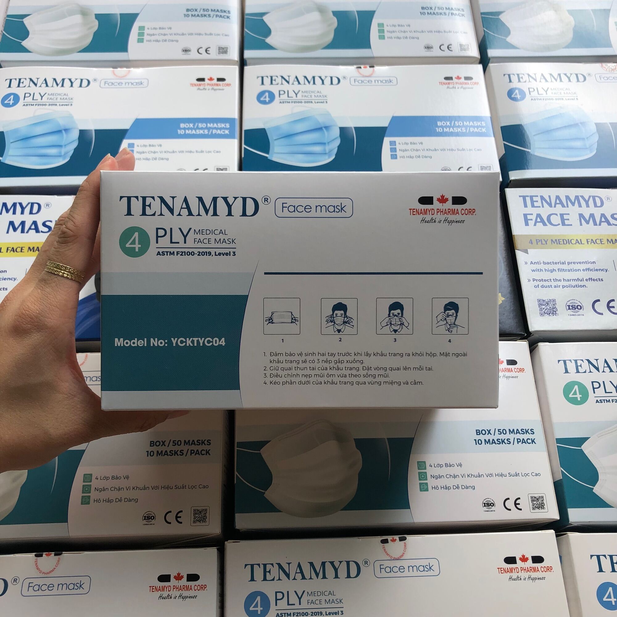 [FREE SHIP] [TENAMYD Chính Hãng] Hộp 50 cái Khẩu Trang Y Tế Tenamyd kháng khuẩn chuẩn CE ASTM 3