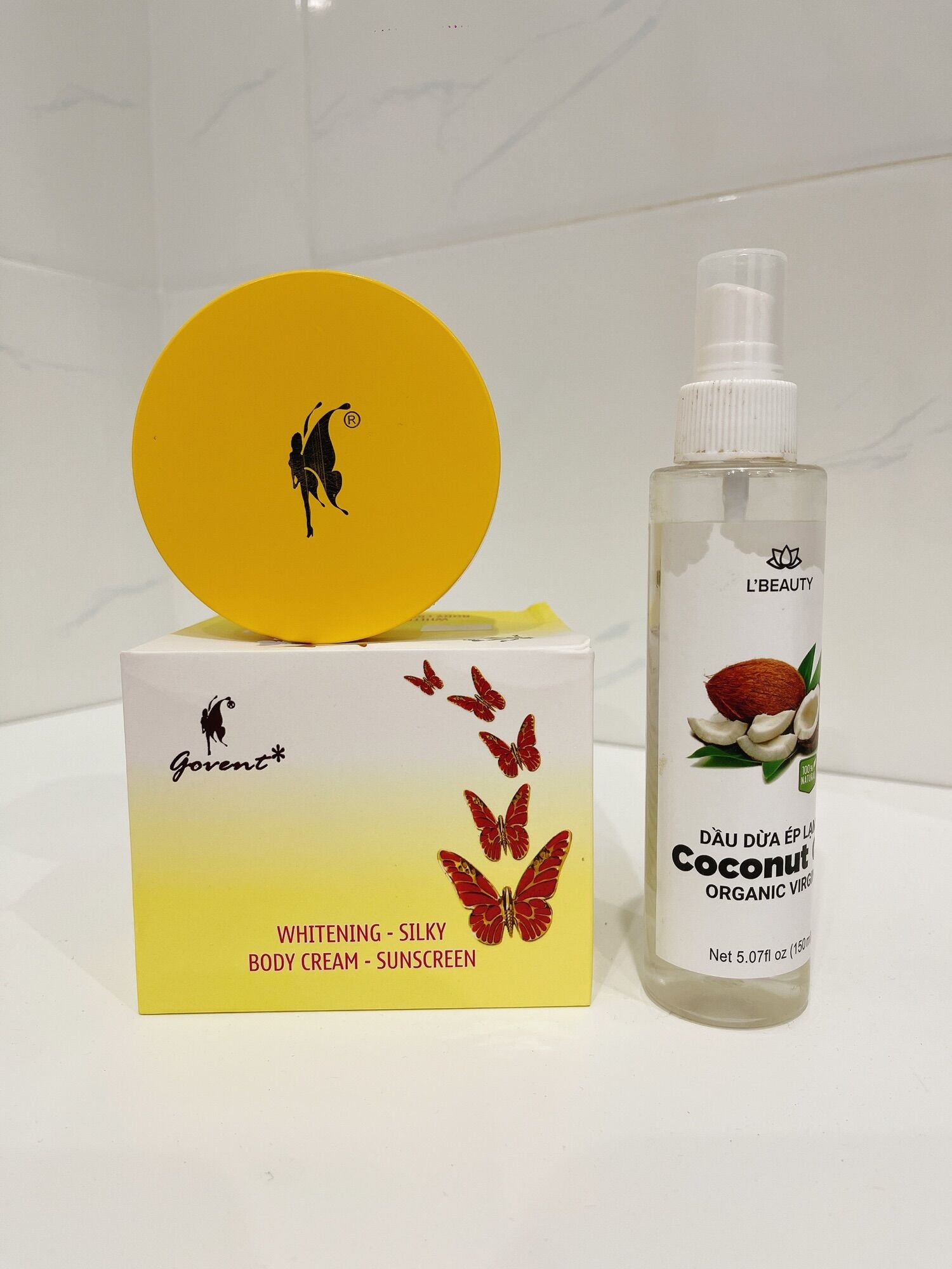 Combo dầu dừa & kem body govent