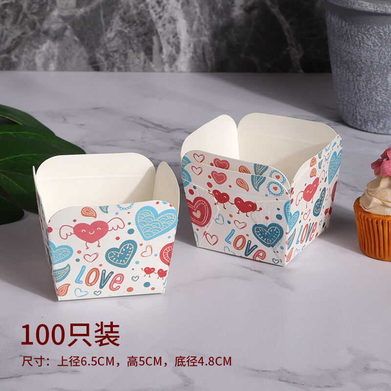 Cốc Giấy Hình Vuông Cốc Giấy Nướng Bánh Cốc Giấy Làm Bánh Gato Mafen Cốc Chiffon Hokkaido 100 Chiếc