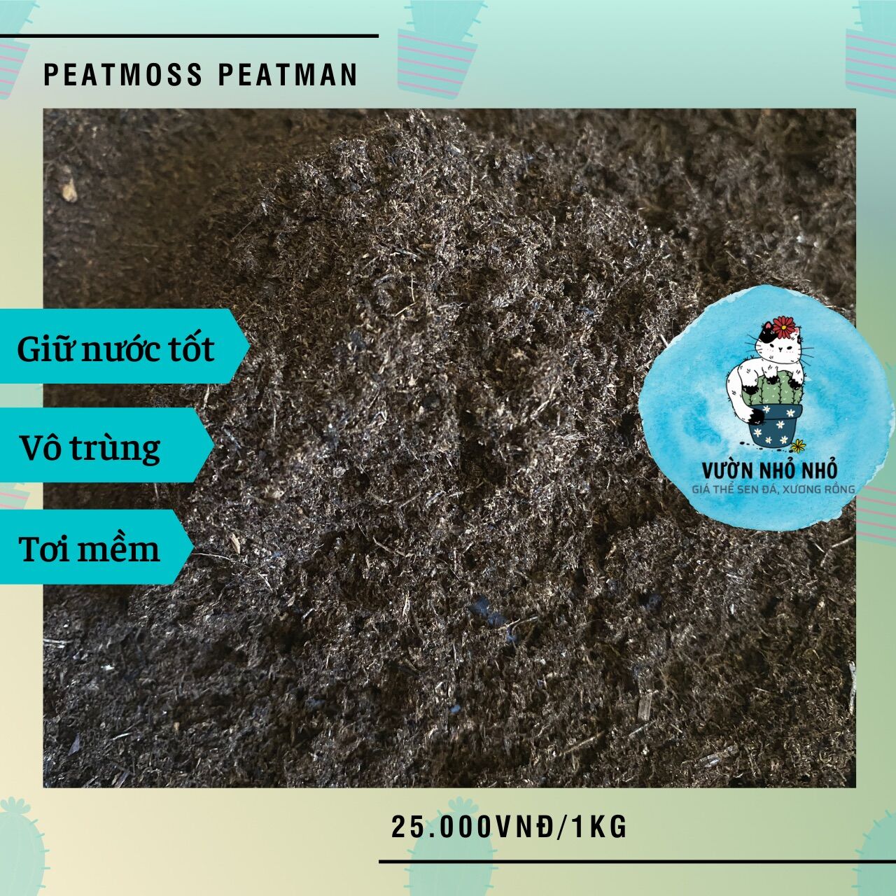 1kg Đất hữu cơ Peatmoss than mùn rêu chuyên trộn giá thể trồng rau, cây cảnh, sen đá, xương rồng - Vườn Nhỏ Nhỏ