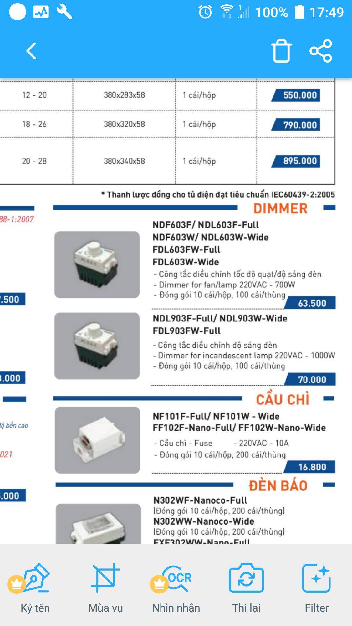 DIMMER CHIẾT ÁP QUẠT,ĐÈN  NANOCO(PANASONIC) DÒNG FULL COLOR