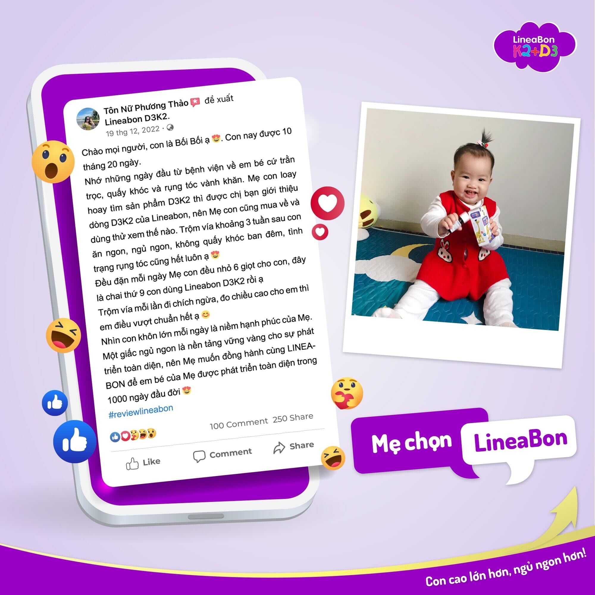 D3K2 Lineabon cho bé chai 10ml kèm quà tặng