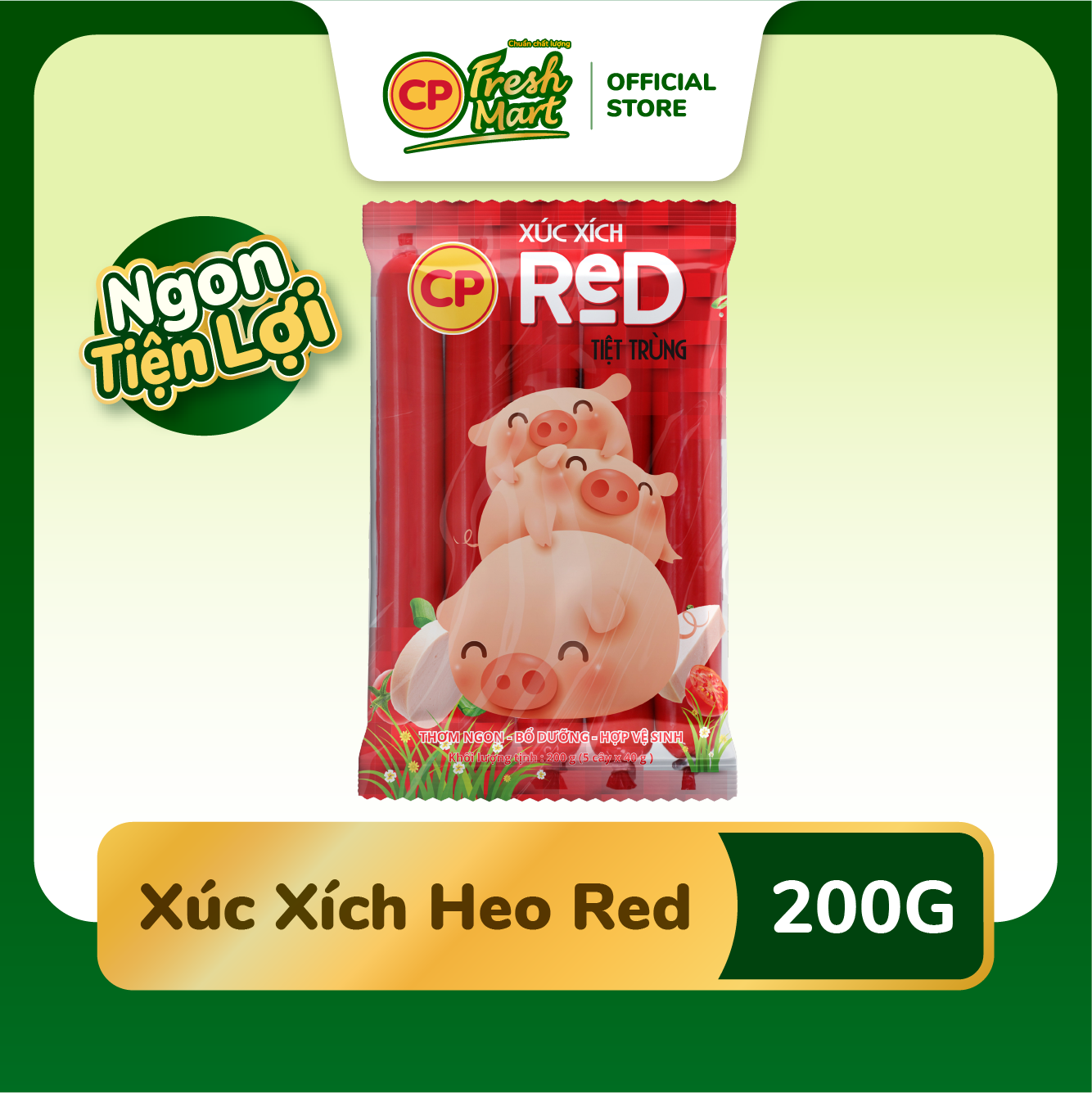 Xúc Xích Heo Red CP Gói 200G - Ngon Tiện Lợi - Snack Ăn Vặt Cho Bé - CP Fresh Mart