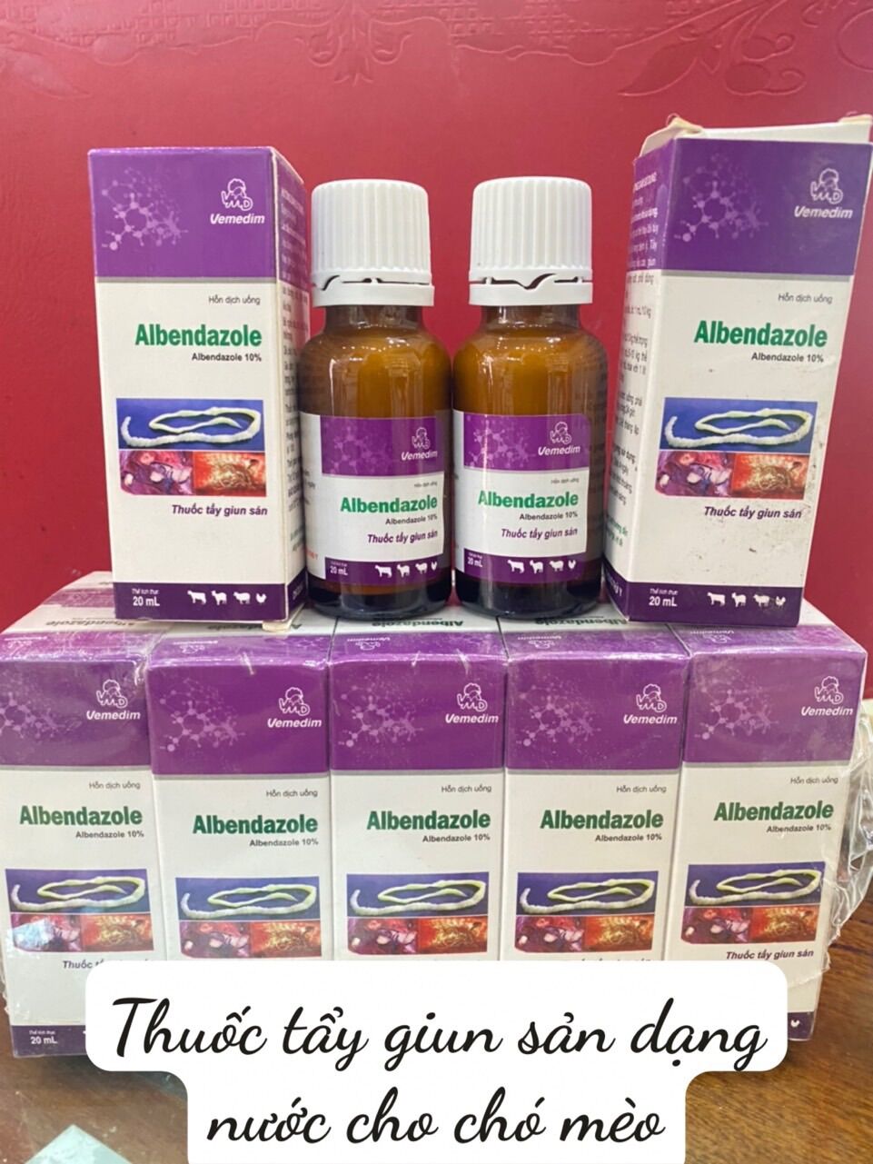 Dung dịch uống hết giun sán cho chó, mèo Vemedim Albendazole 20ml