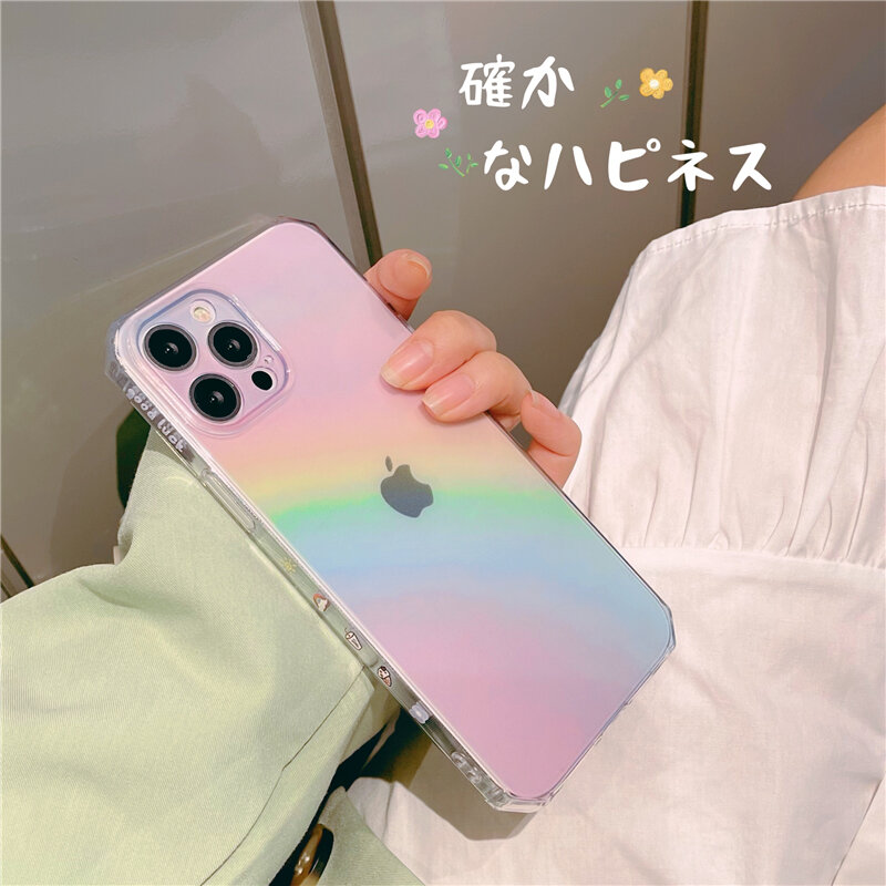 Ốp Điện Thoại Di Động Iphone 12 Gradient Cầu Vồng Instagram Ốp Mềm Bọc Toàn Bộ Đơn Giản Nổi Tiếng Trên Mạng Phong Cách Trong Suốt Xmax Mẫu Mới 8Plus Nữ 7P Chống Rơi X/Xs/XR Silicon X/Max