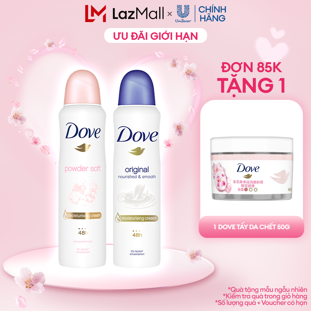  Xịt khử mùi Dove Dưỡng da Sáng mịn dành cho nữ 135ml 