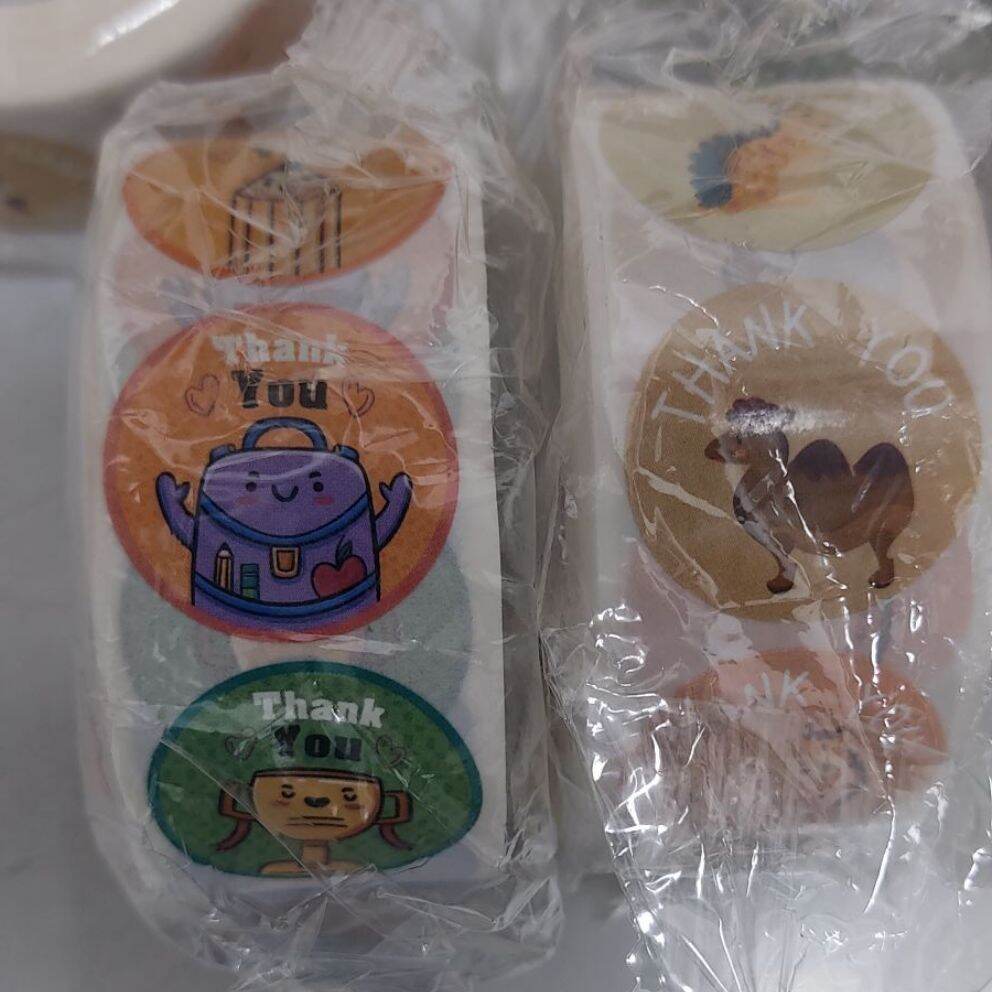 (Nhiều mẫu) Cuộn 500 tem / nhãn dán/ sticker cảm ơn dễ thương, xinh xắn