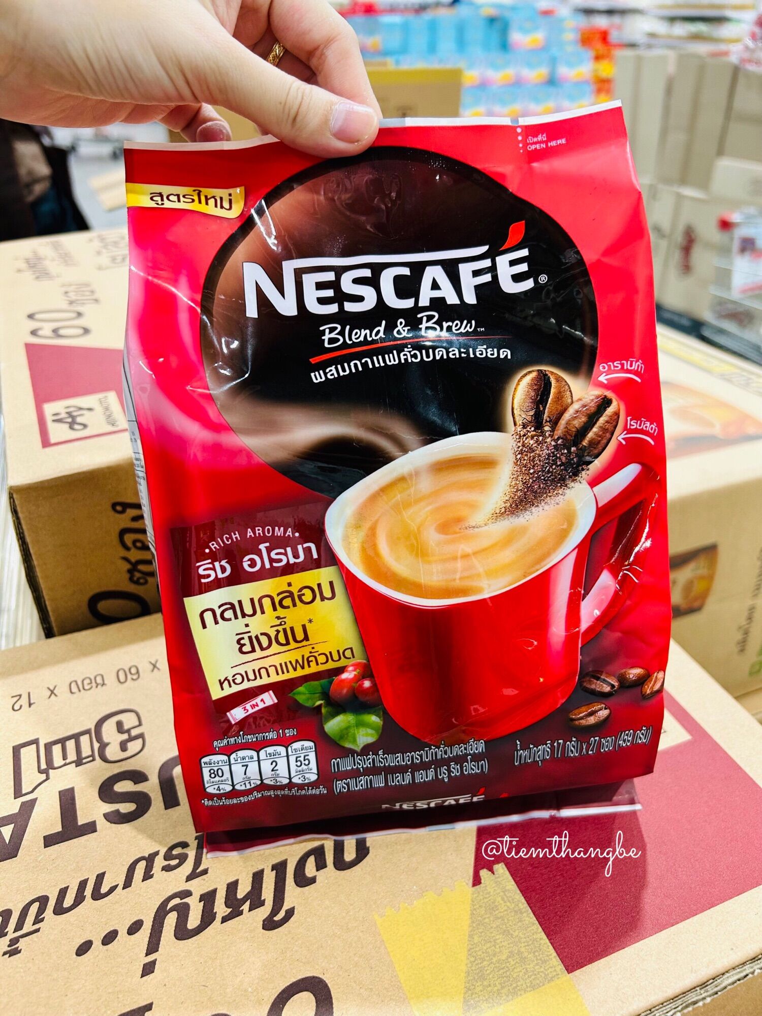 [HÀNG SIÊU THỊ THÁI] Cafe Sữa Nescafe Blend & Brew Cực Thơm Bịch 27 Gói Nhỏ