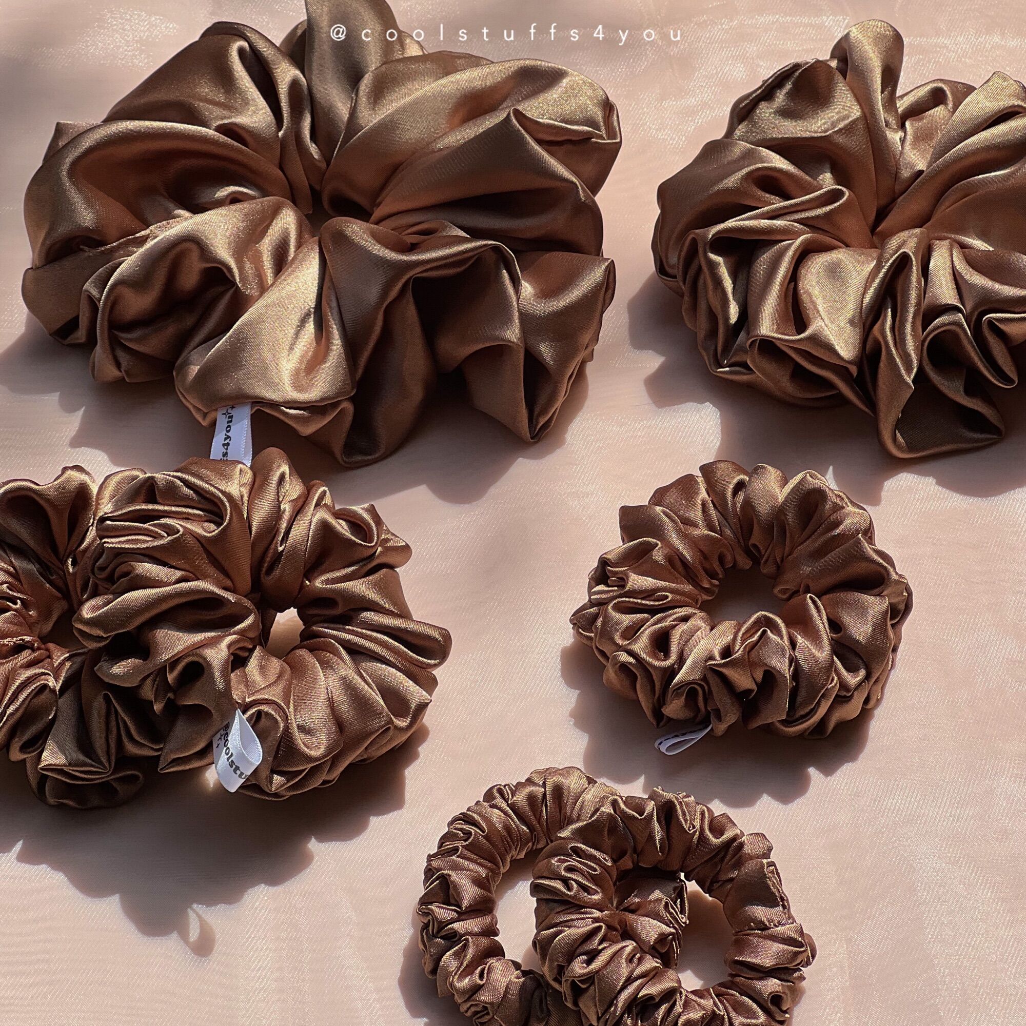 Set Sản Phẩm Scrunchies Lụa Full Size 5 Sản Phẩm