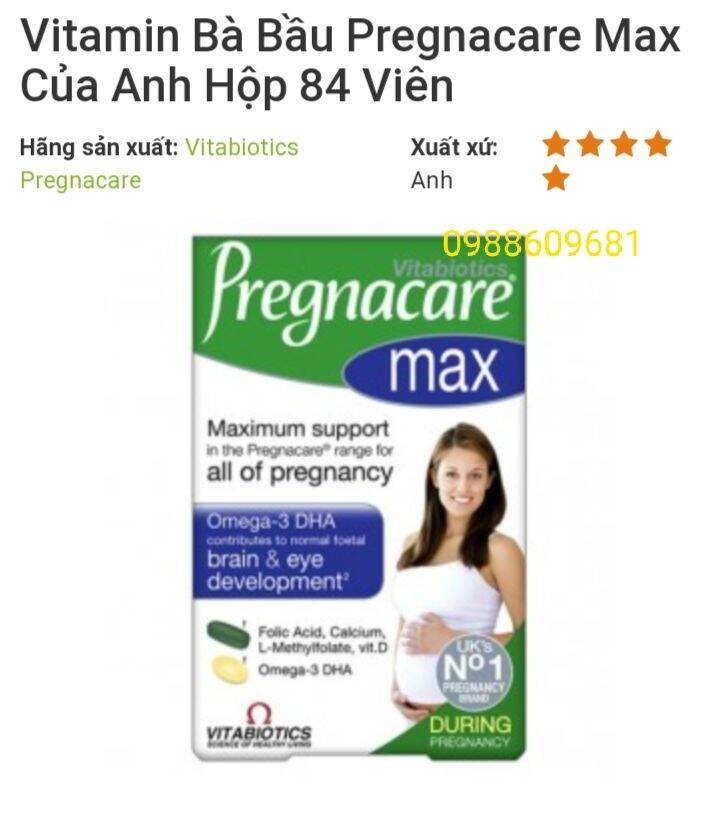 bổ bầu pregnacare max 84 viên của Anh