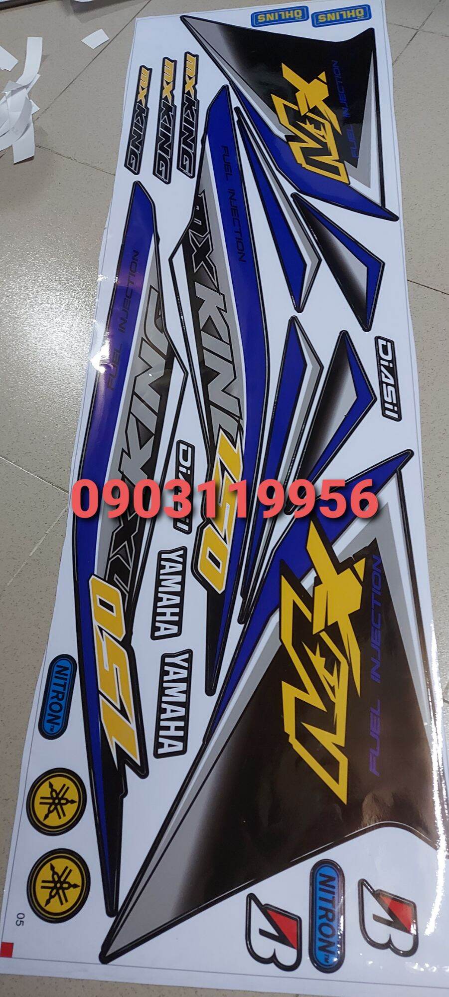 tem rời exciter 150 màu đen mxking phối xanh