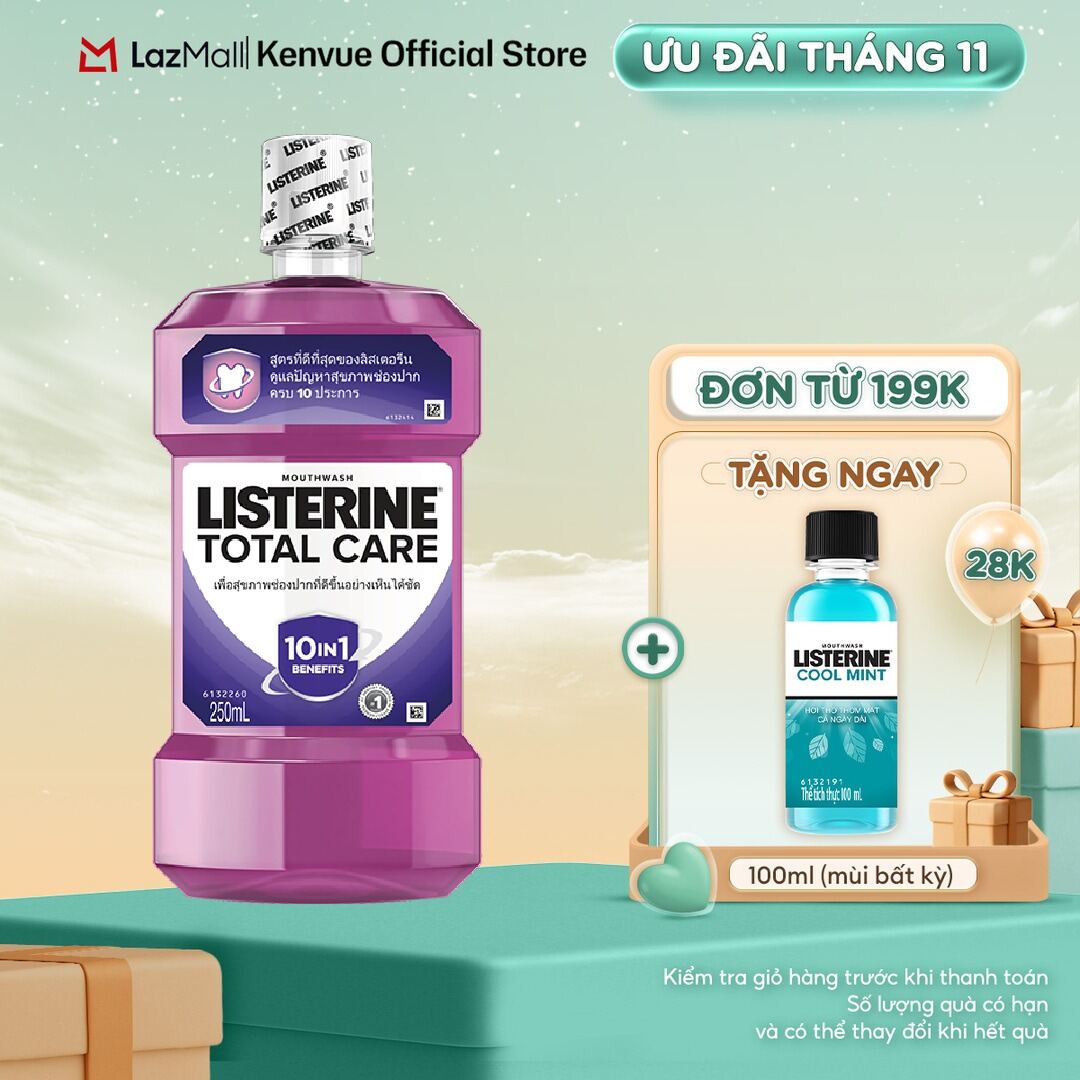 Nước súc miệng chăm sóc toàn diện Listerine Total Care Mouthwash 250ml