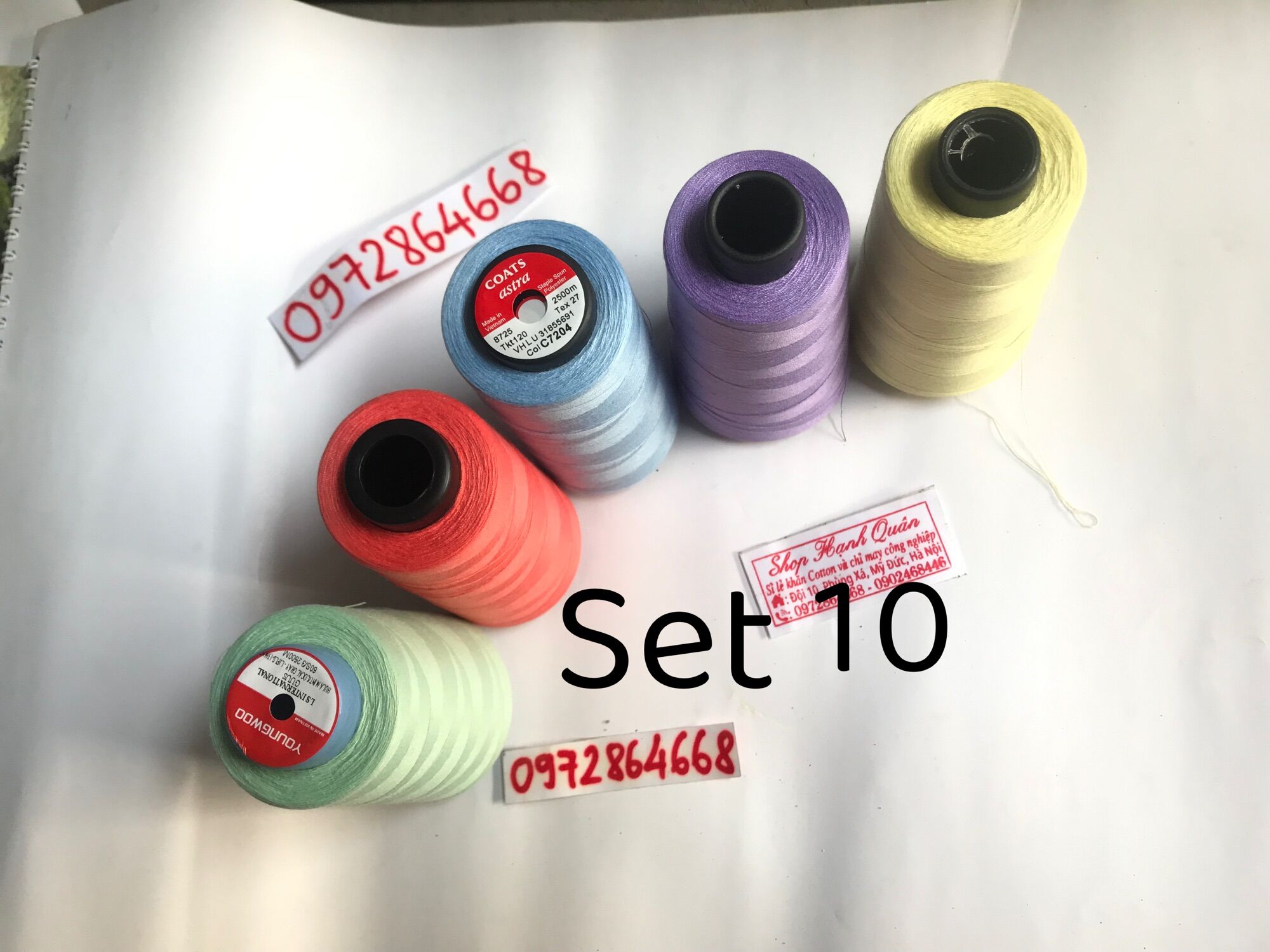Set of 5 Rolls of Sewing Thread, 2500m Long/1 Roll