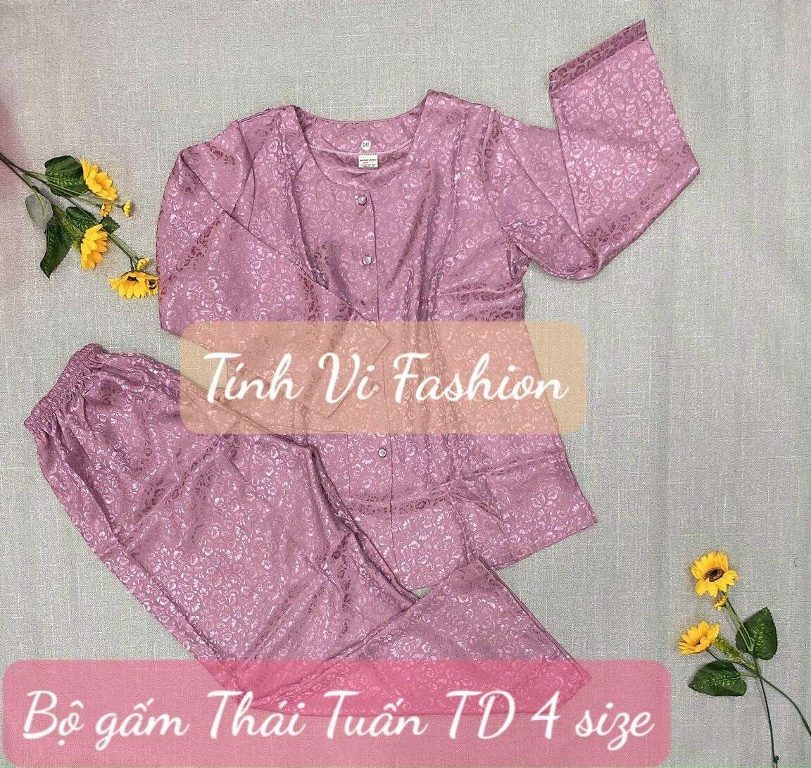 ĐỒ BỘ BÀ BA TRUNG NIÊN VẢI GẤM THÁI TUẤN TAY DÀI