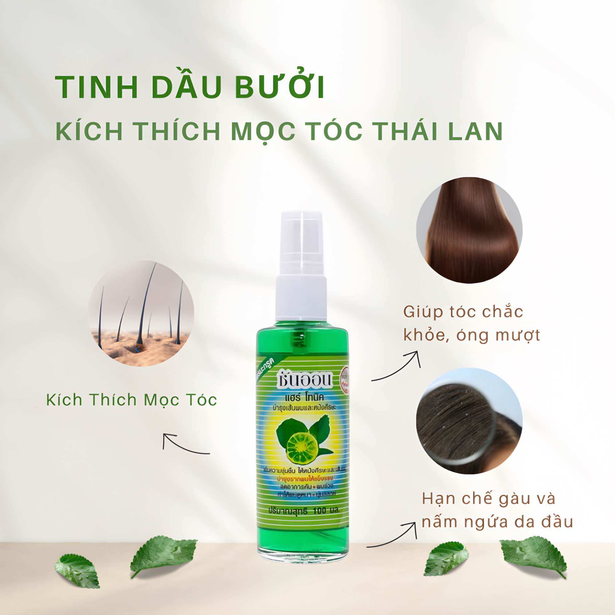 Set 2 chai tinh dầu xịt bưởi chanh thái lan mọc tóc