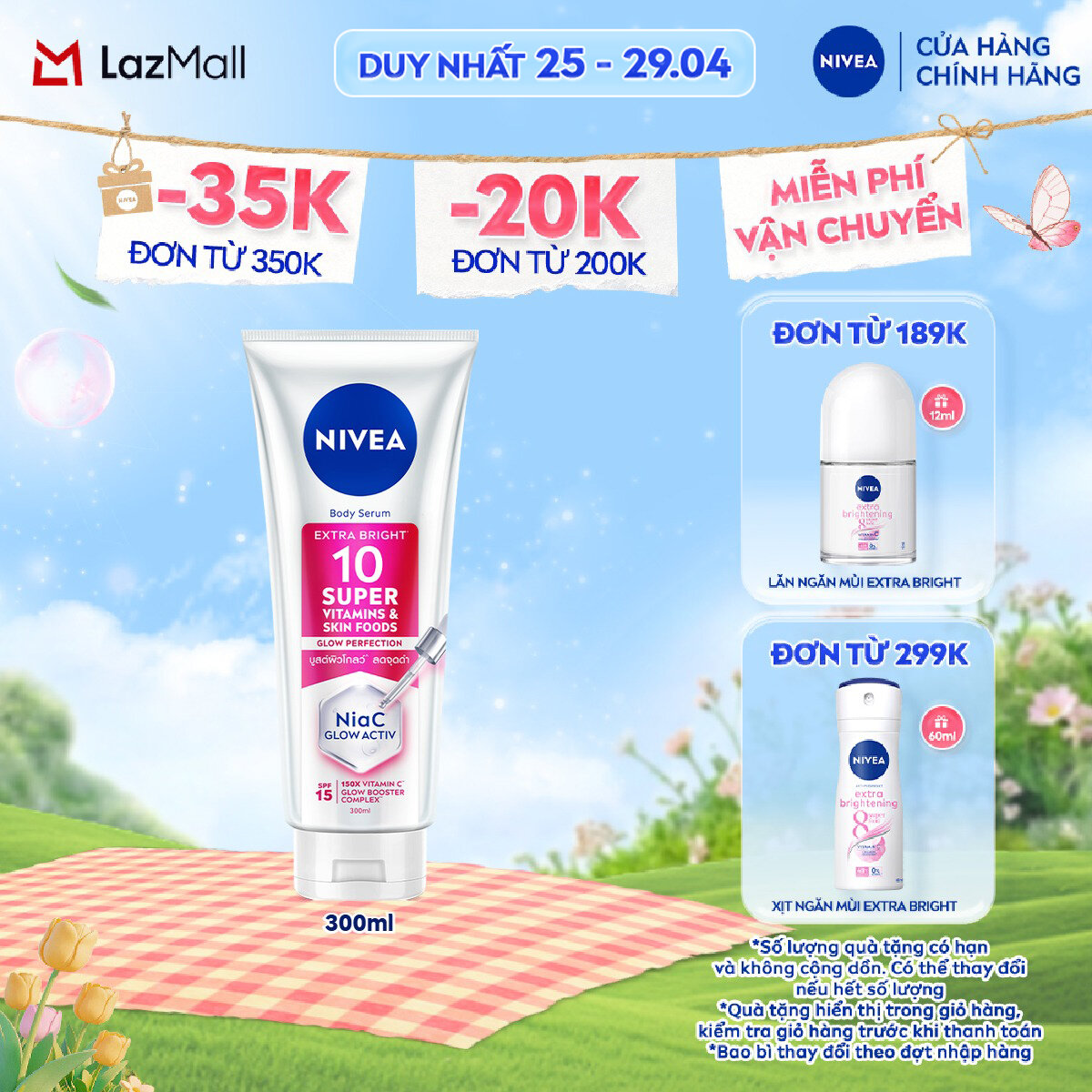 Tinh Chất Dưỡng Thể NIVEA 10 Super Vitamin  Skin Foods 93824 - 300ml Giúp Da Sáng Mượt  Làm Mờ Vết Thâm Nám SPF15
