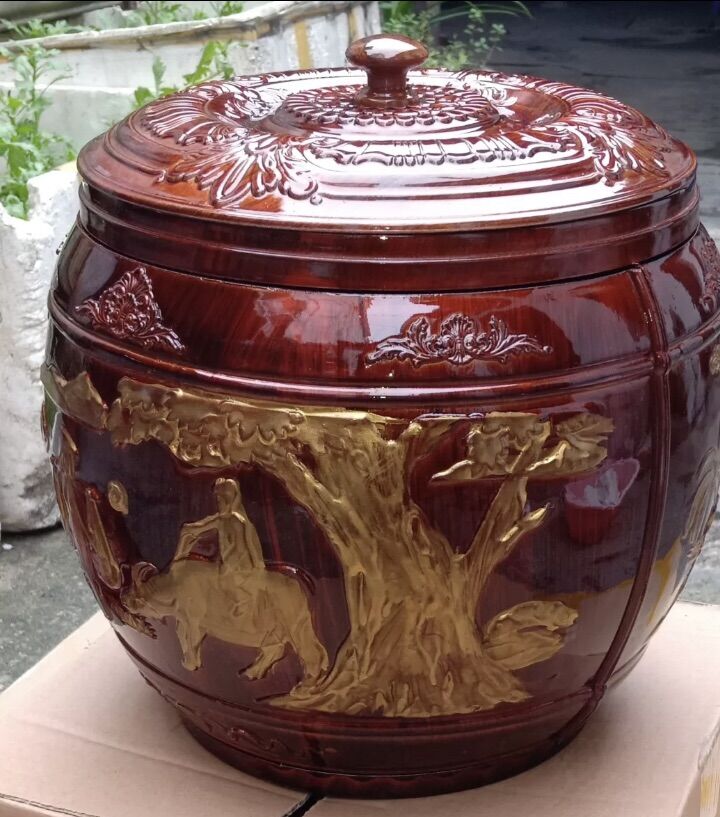 Giỏ ủ tích minh Hải. Cảnh đồng quê phủ nhũ vàng loại 1,5 lít giá rẻ