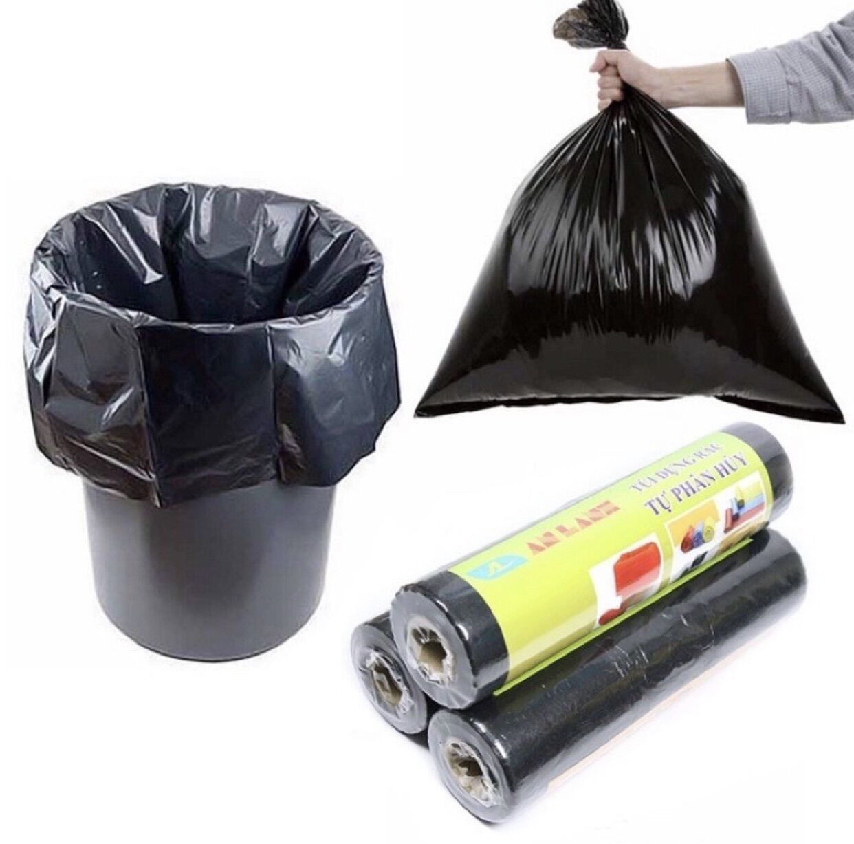 [✅ CHUẨN DAI ✅] CUỘN TÚI ĐỰNG RÁC  ĐEN  TỰ PHÂN HỦY AN LÀNH CHO MÔI TRƯỜNG 53 X 63 CM