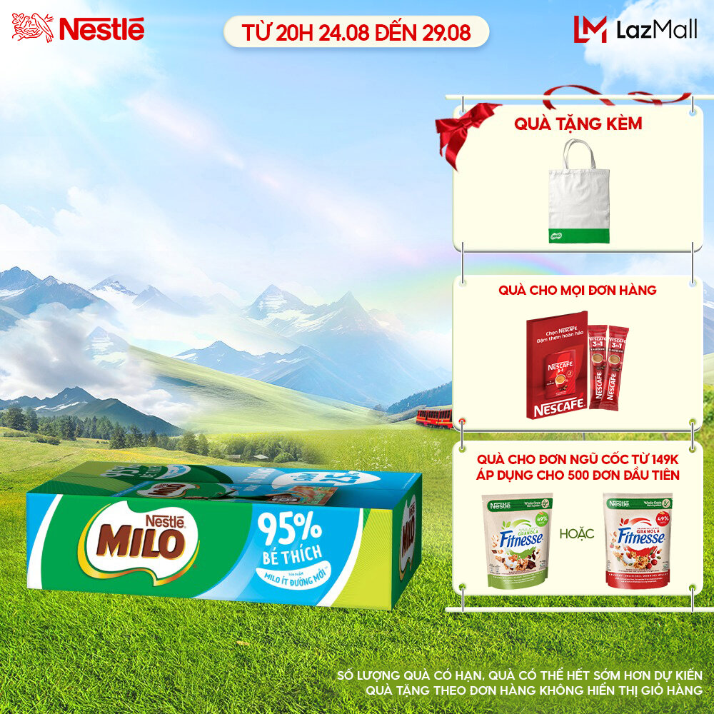 Thùng 48 hộp sữa lúa mạch nestlé® milo® ít đường 110ml