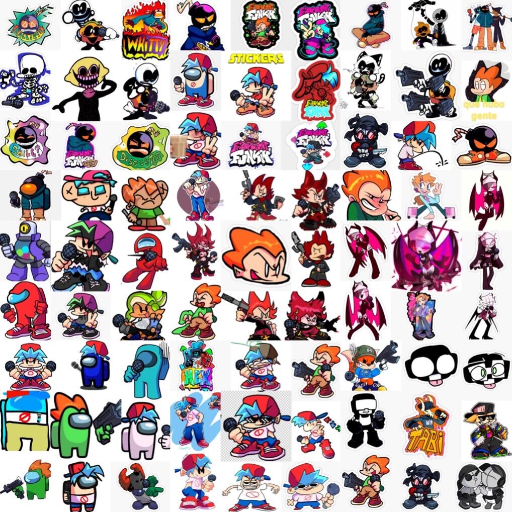 Sticker friday Night funkin 30-60 cái ép lụa khác nhau/hình dán friday Night funkin
