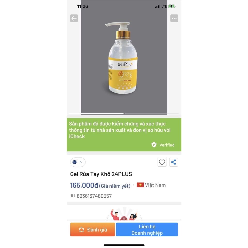 Gel Rửa Tay Khô 24 Plus 500ml