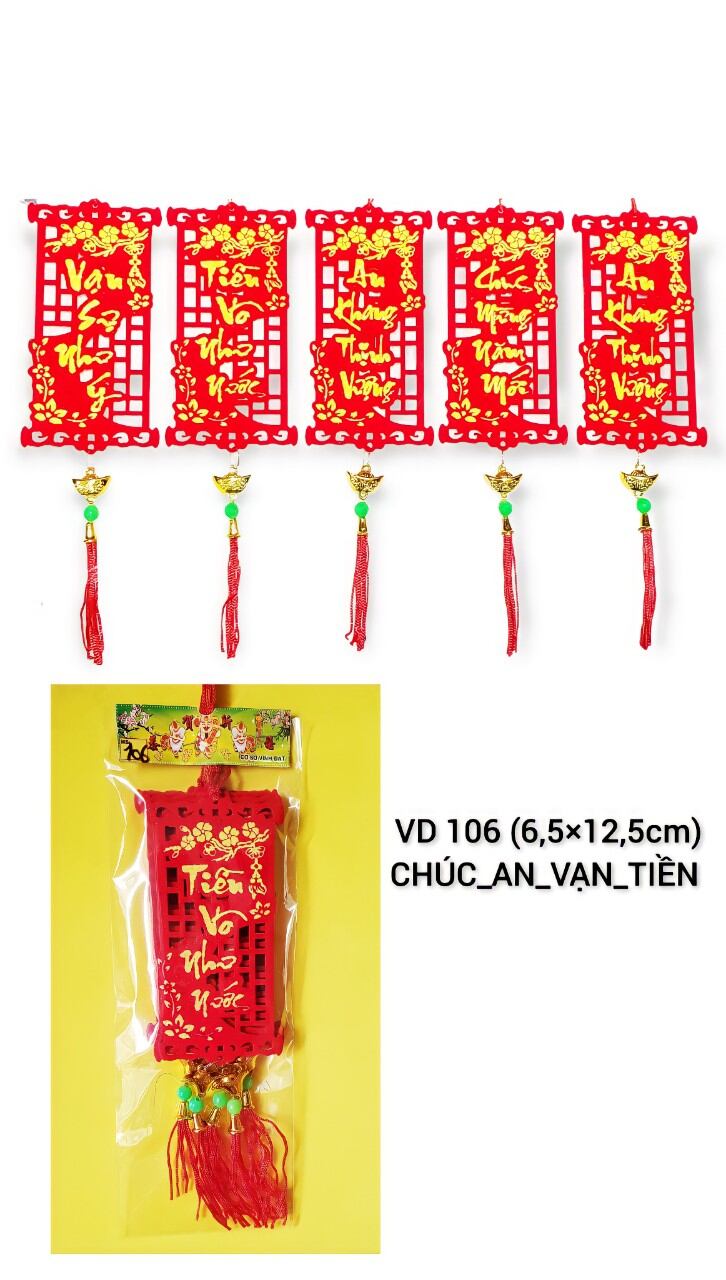 day treo tết liễn nhung bịch 5 dây VD, khánh tết,liễn tết