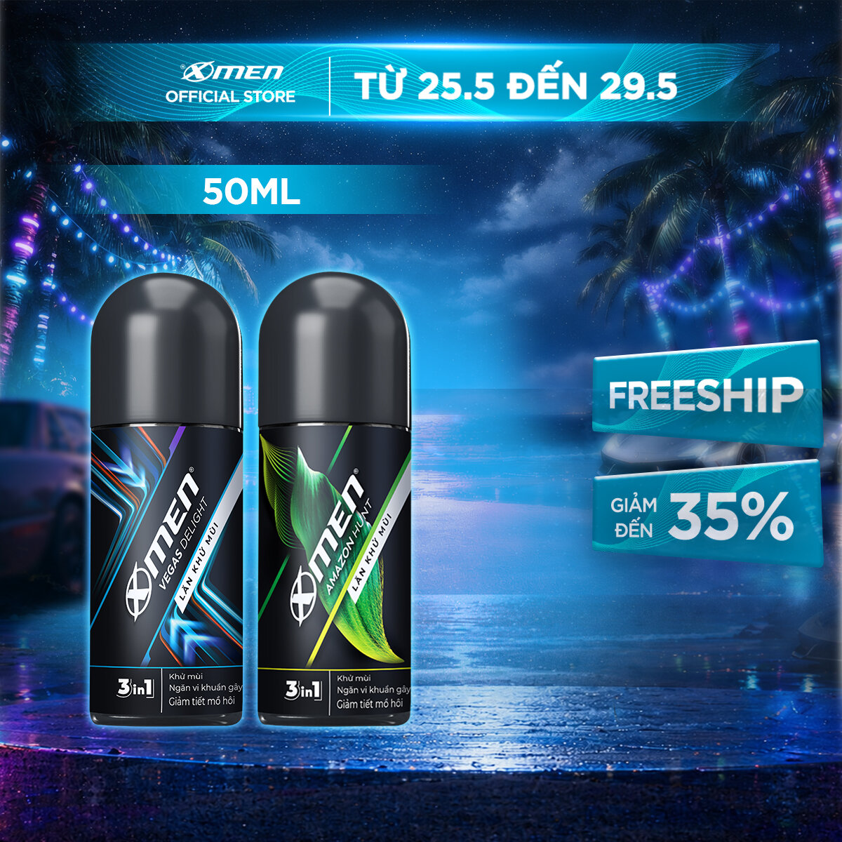 [MỚI] Lăn Khử Mùi XMen Amazon Hunt/ Vegas Delight 50ml - Công nghệ mùi hương mới