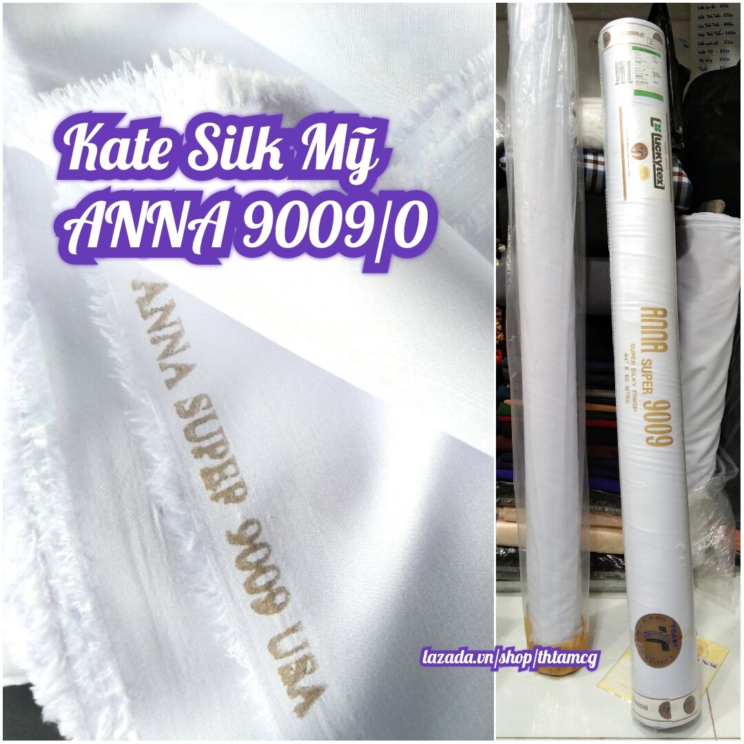Vải Kate Silk Mỹ Màu Trắng Hàng Nhập Anna 9009/0