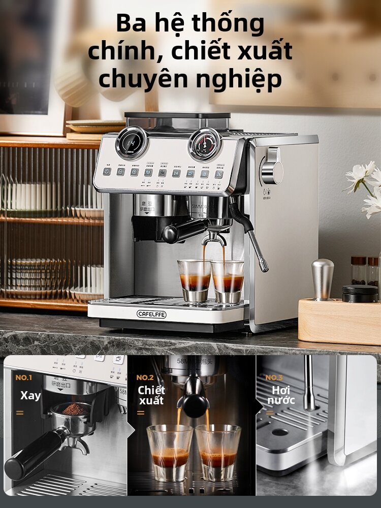 Máy Pha Cà Phê Espresso Bán Tự Động Cho Nhà Gọn Nhỏ với Máy Xay