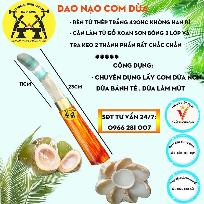 Dao lấy cơm dừa , dao nạo cơm dừa non , dừa bánh tẻ , dừa mứt