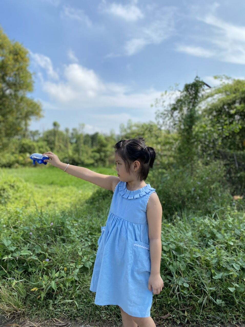 Đầm xếp ly cổ bee bee kid d08 siêu cute