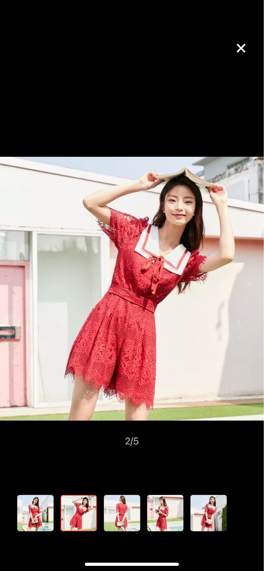 VERO MODA Áo liền quần jumpsuits ren đỏ size S